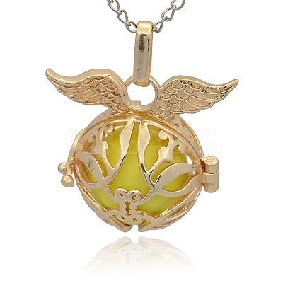 Golden Tone Brass Cage Pendants KK-J213-12G-1