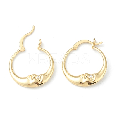 Brass Micro Pave Clear Cubic Zirconia Hoop Earrings KK-H753-01G-1