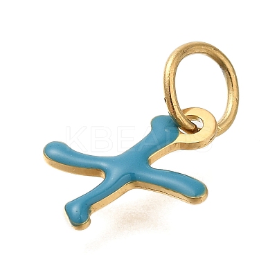Ion Plating(IP) 304 Stainless Steel Enamel Alphabet Charms STAS-F308-02G-X-1