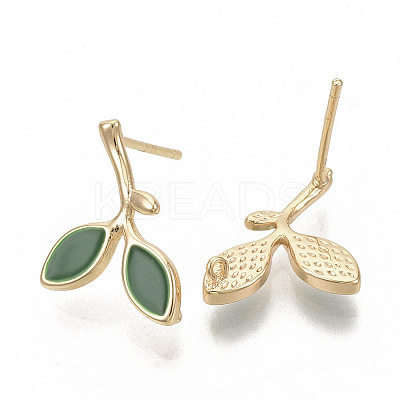 Brass Enamel Stud Earring Findings X-KK-T050-63G-NF-1