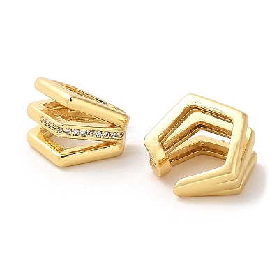 Rack Plating Brass Pentagon Cuff Earrings with Cubic Zirconia for Women EJEW-F326-04G-1