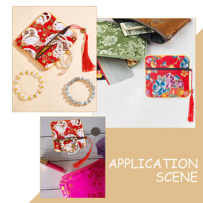 6Pcs 6 Styles Square Cloth Jewelry Packing Pouches Drawstring Bags with Tassel ABAG-WR0001-05-1