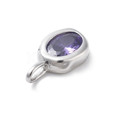 925 Sterling Silver Cubic Zirconia Oval Charms STER-S006-01S-F-1