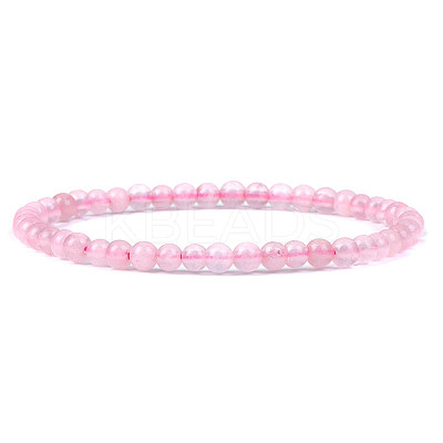 4mm Round Natural Dyed Rose Quartz Beads Bracelet for Men KG3069-33-1