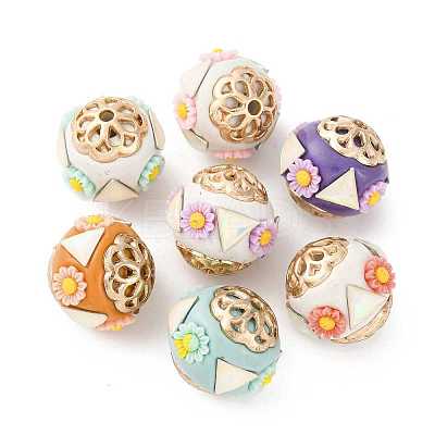 Handmade Resin Indonesia Round Beads IPDL-P005-04KCG-M-1