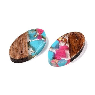 Transparent Resin and Walnut Wood Pendants RESI-T057-03K-1