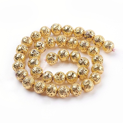 Electroplated Natural Lava Rock Bead Strands G-E429-01-12mm-G-1