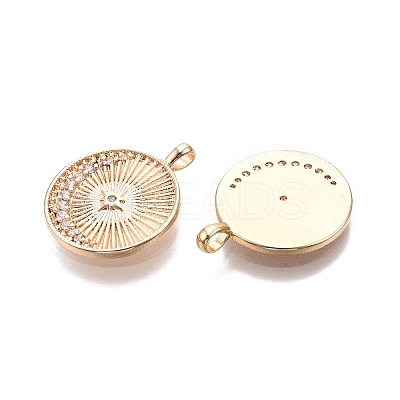 Brass Micro Pave Clear Cubic Zirconia Pendants KK-C005-07G-1