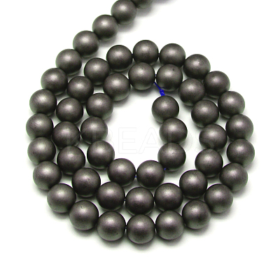 Frosted Non-magnetic Synthetic Hematite Round Bead Strands G-J344-12mm-1