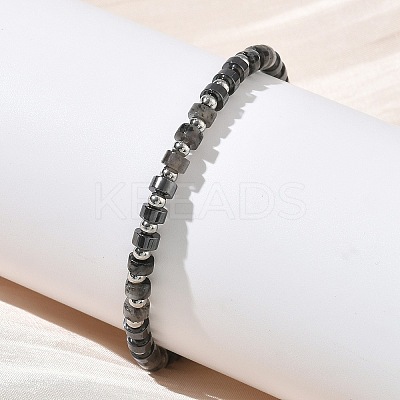 Natural Labradorite & Non-magnetic Synthetic Hematite Beaded Bracelets for Women BJEW-Z148-04P-01-1