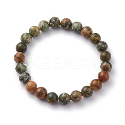 Natural Rhyolite Jasper Beaded Bracelets BJEW-JB06471-1
