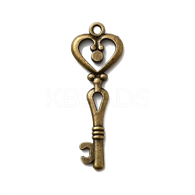 Tibetan Style Alloy Key Pendant Rhinestone Settings TIBEP-Q036-001AB-NR-1