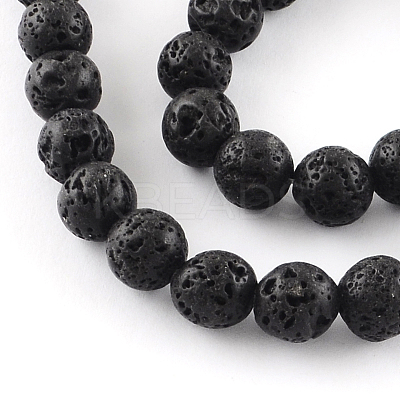 Natural Dyed Lava Rock Gemstone Round Bead Strands G-R293-05-1