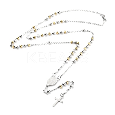 Non-Tarnish 202 Stainless Steel Rosary Bead Necklaces LS-NJEW-D060-01E-GP-1