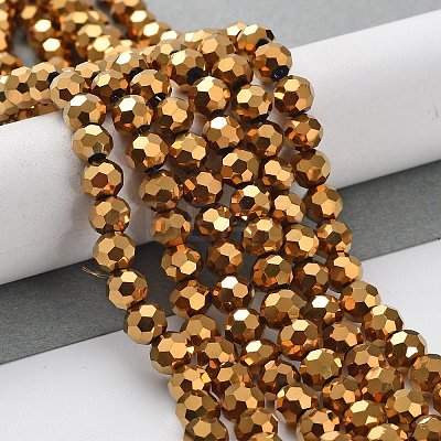Faceted(32 Facets) Electroplate Glass Bead Strands X-EGLA-R042-6mm-03-1