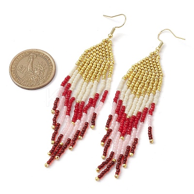 Bohemian Style TOHO Round Seed Tassel Dangle Earrings EJEW-MZ00153-1