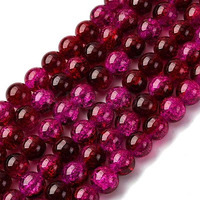 Spray Painted Crackle Glass Beads Strands CCG-Q002-12mm-08-1