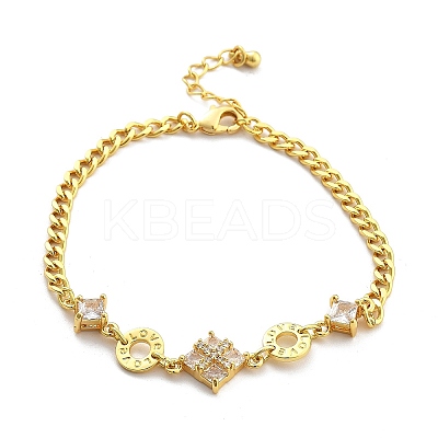 Brass Micro Pave Clear Cubic Zirconia Link Bracelets BJEW-U020-21G-1