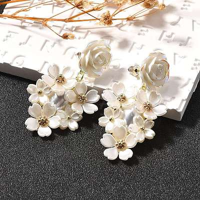 Alloy & 925 Sterling Silver & Acrylic Dangle Stud Earrings LS-EJEW-Q013-08A-1
