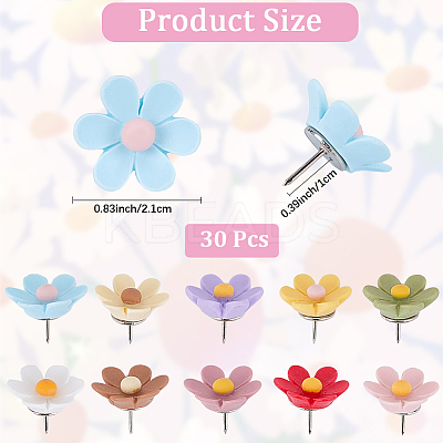 30Pcs Flower Resin Push Pin FIND-CN0001-80-1
