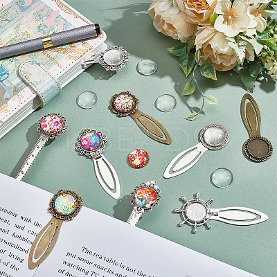 38pcs 14 Styles Alloy with  Iron Bookmark Cabochon Setting FIND-NB0005-25-1