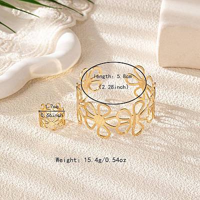 Hollow Flower Alloy Cuff Bangle & Cuff Ring Sets FS-WG3E984-02-1