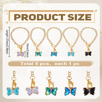 5Pcs Butterfly Brass Glass Cup Charms HJEW-LP00035-1