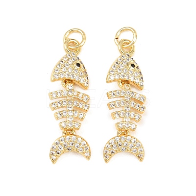 Brass Micro Pave Cubic Zirconia Pendants KK-C162-087A-G-1