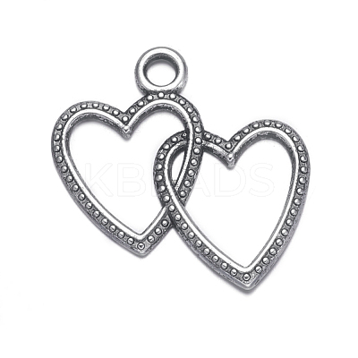 Antique Silver Plated Tibetan Style Zinc Alloy Heart to Heart Pendants X-A0943Y-1