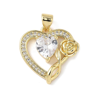 Brass Micro Pave Cubic Zirconia Pendants KK-L239-040G-1