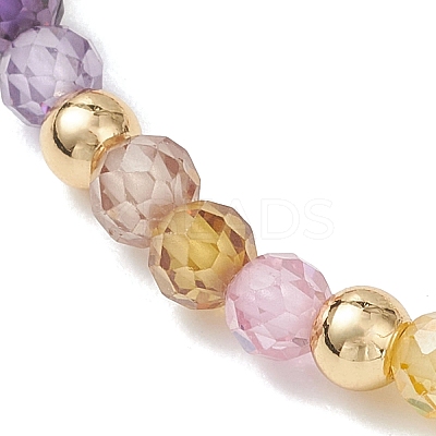 Cubic Zirconia & Shell Pearl Round Beaded Stretch Bracelets for Women BJEW-JB13280-01-1
