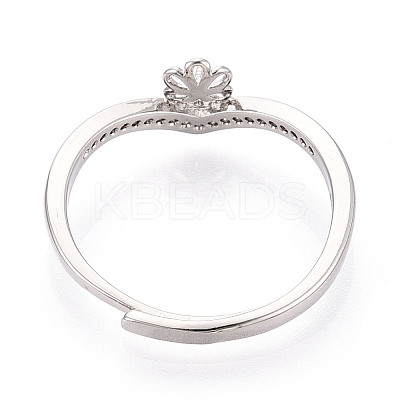 Flower Brass Micro Pave Cubic Zirconia Cup Peg Ring Settings KK-N274-30P-1