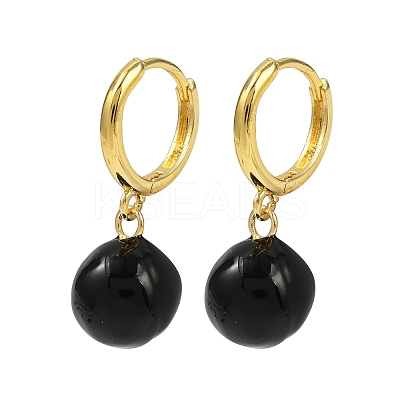 Round Brass Enamel Hoop Earrings EJEW-U059-05G-1