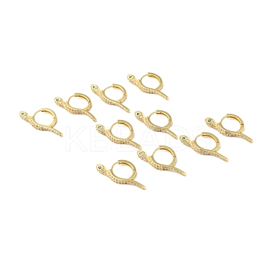 Green Cubic Zirconia Snake Hoop Earrings EJEW-G312-07G-1