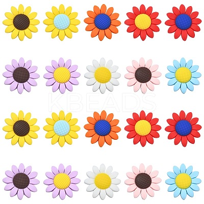 20Pcs 10 Colors Food Grade Eco-Friendly Silicone Focal Beads SIL-CJ0001-12-1