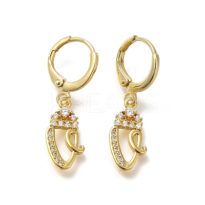 Brass Clear Cubic Zirconia Hoop Earrings EJEW-M045-01V-1