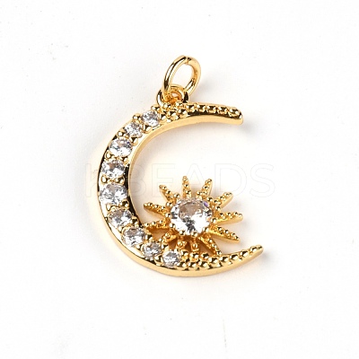 Brass Micro Pave Clear Cubic Zirconia Pendants ZIRC-WH0002-06-1