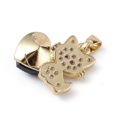 Real 18K Gold Plated Rack Plating Brass Micro Pave Cubic Zirconia Pendants KK-C015-31G-14-1