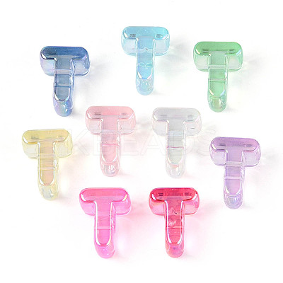 UV Plating Transparent Acrylic European Beads OACR-M027-02T-1