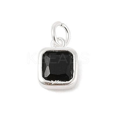 925 Sterling Silver Pave Cubic Zirconia Square Charms with Jump Rings and 925 Stamp STER-D288-05S-05-1