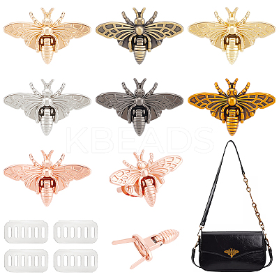 6Pcs 6 Styles Bees Zinc Alloy Twist Bag Lock Purse Catch Clasps PURS-UN0001-05-1