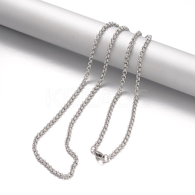 Tarnish Resistant 304 Stainless Steel Rolo Chain Necklaces NJEW-F195-09B-P-1