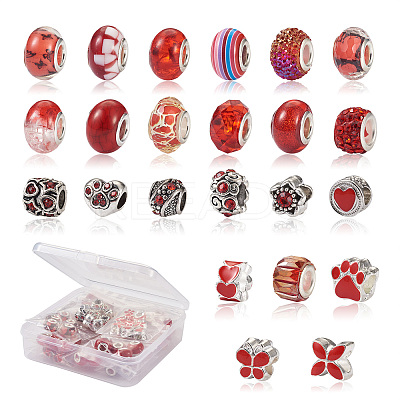 98Pcs 23 Style Alloy Enamel European Beads MPDL-CW0001-01-1