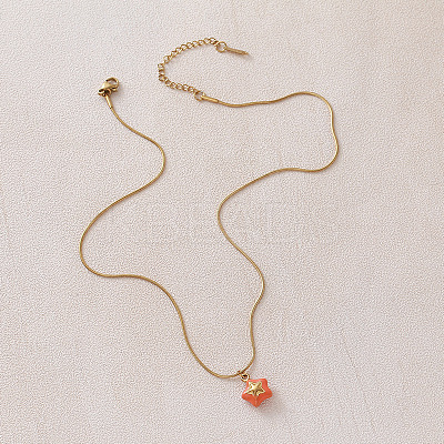 Vintage 304 Stainless Steel Enamel Double-Sided Star Pendant Necklaces for Women SX6547-1