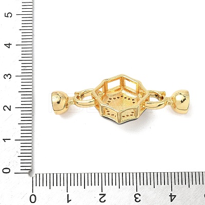 Flower Brass Micro Pave Clear Cubic Zirconia Fold Over Clasps KK-U059-43G-1