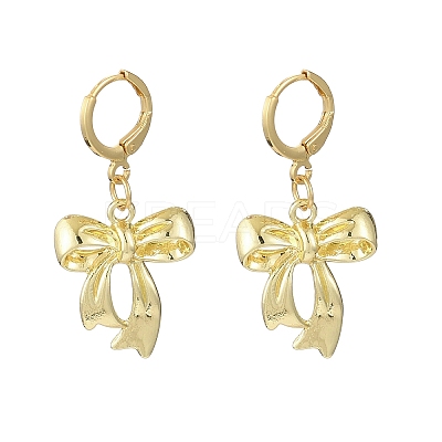 Bowknot Alloy Hoop Earrings EJEW-JE06357-02-1