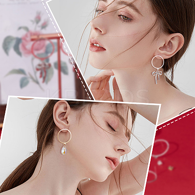 20Pcs 2 Colors 201 Stainless Steel Circle Ring Stud Earring Findings STAS-BBC0002-35-1