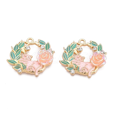 Rack Plating Alloy Enamel Pendants ENAM-N056-371KCG-02-1