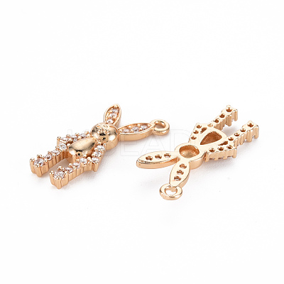 Rack Plating Brass Micro Pave Clear Cubic Zirconia Pendants KK-T060-42-RS-1