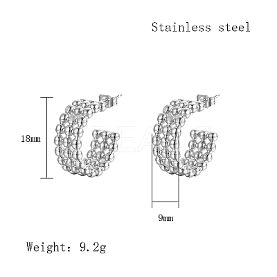 304 Stainless Steel Round Stud Earrings PJ3518-2-1